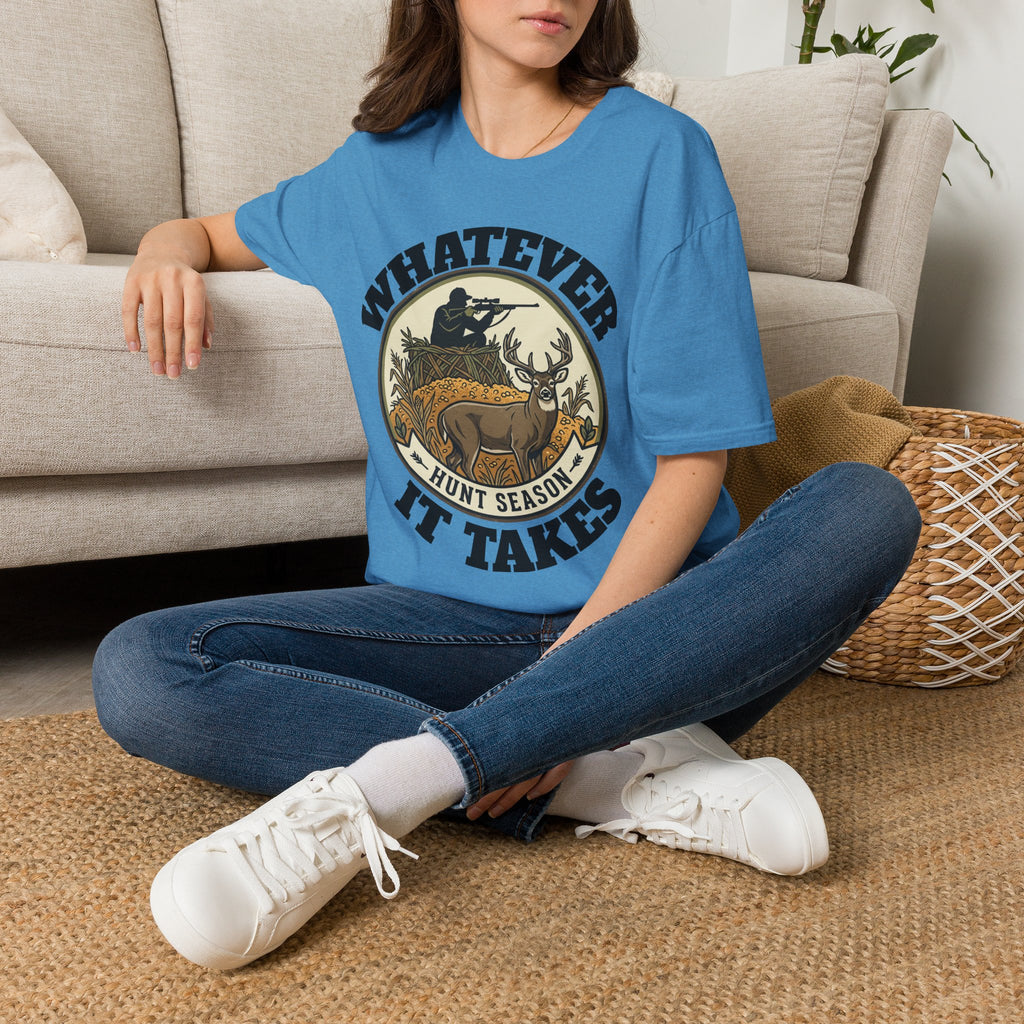 T-Shirt — "Whatever Hunt Season It Takes" Retro Hunting Graphic