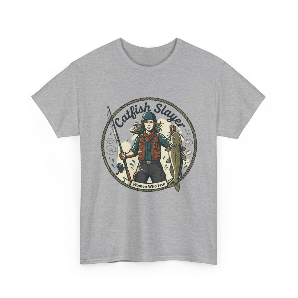 Catfish Slayer Fishing T‑Shirt — Fisherman Angler Graphic Tee