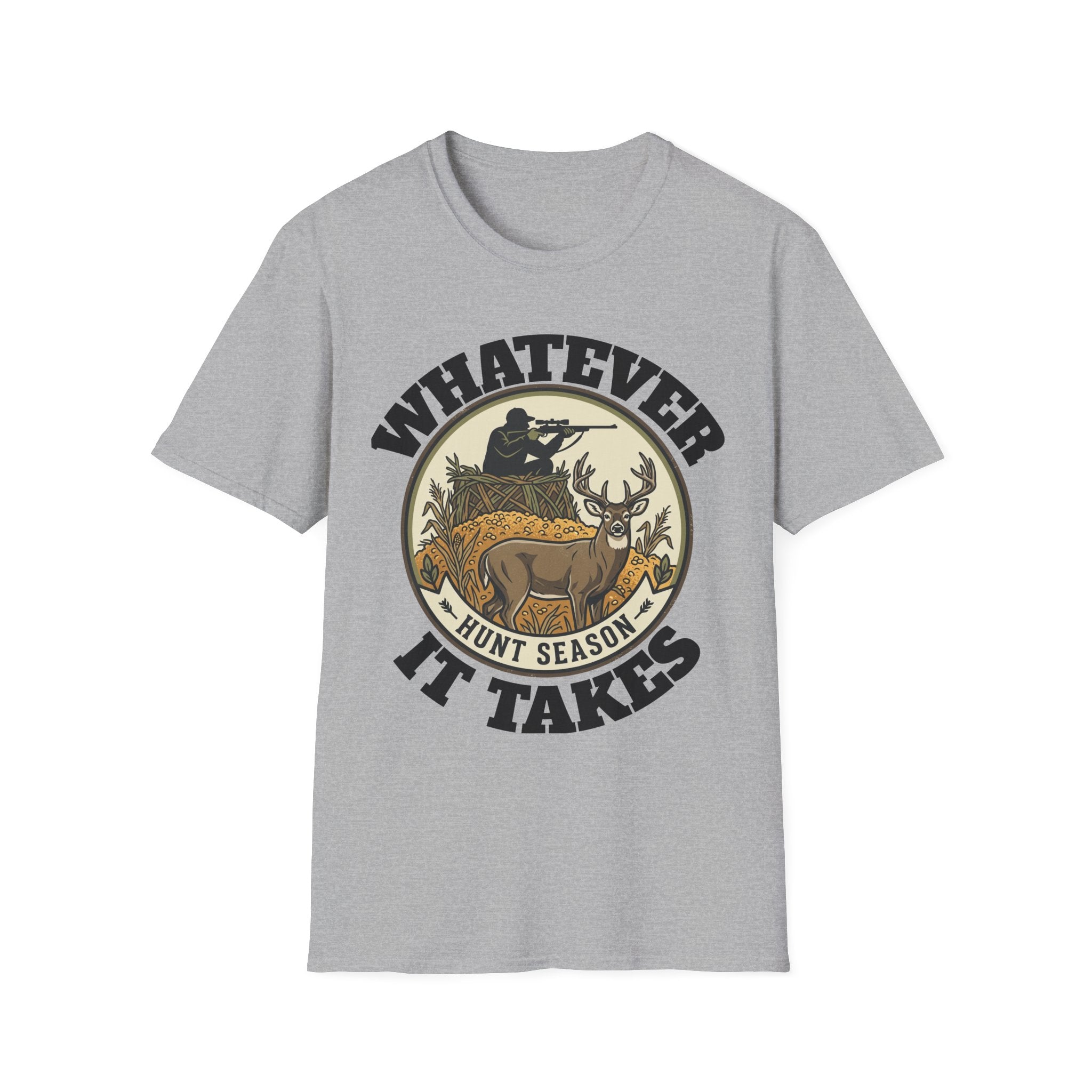 T-Shirt — "Whatever Hunt Season It Takes" Retro Hunting Graphic