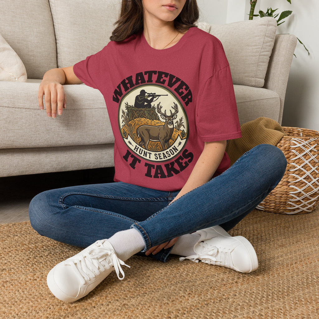 T-Shirt — "Whatever Hunt Season It Takes" Retro Hunting Graphic