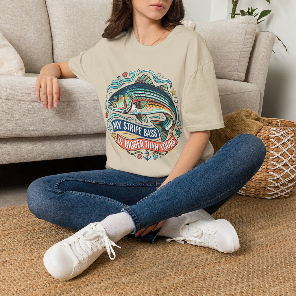 Striped Bass Fishing Tee — “My Stripe Bass Is Bigger Than Yours” Graphic T-Shirt