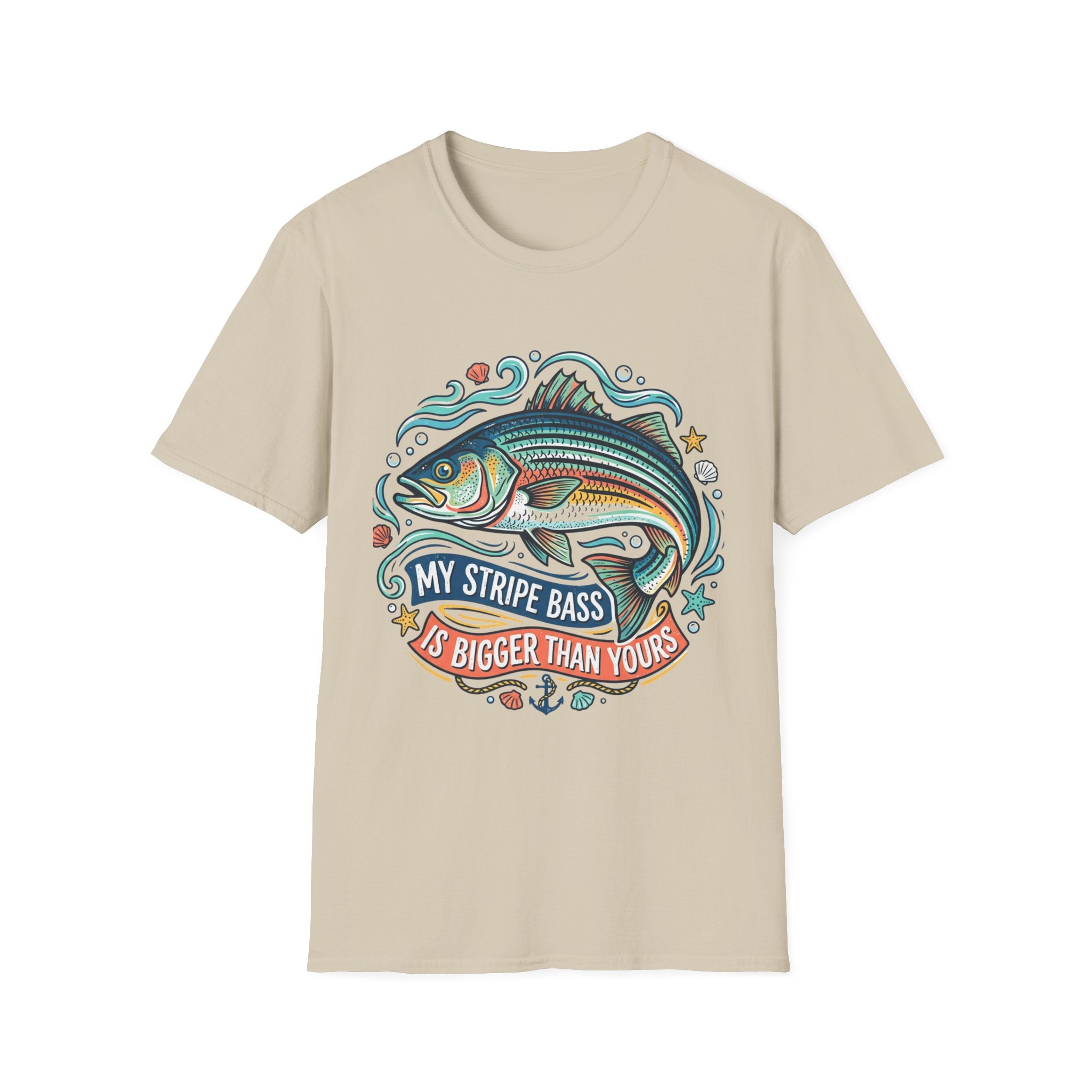 Striped Bass Fishing Tee — “My Stripe Bass Is Bigger Than Yours” Graphic T-Shirt