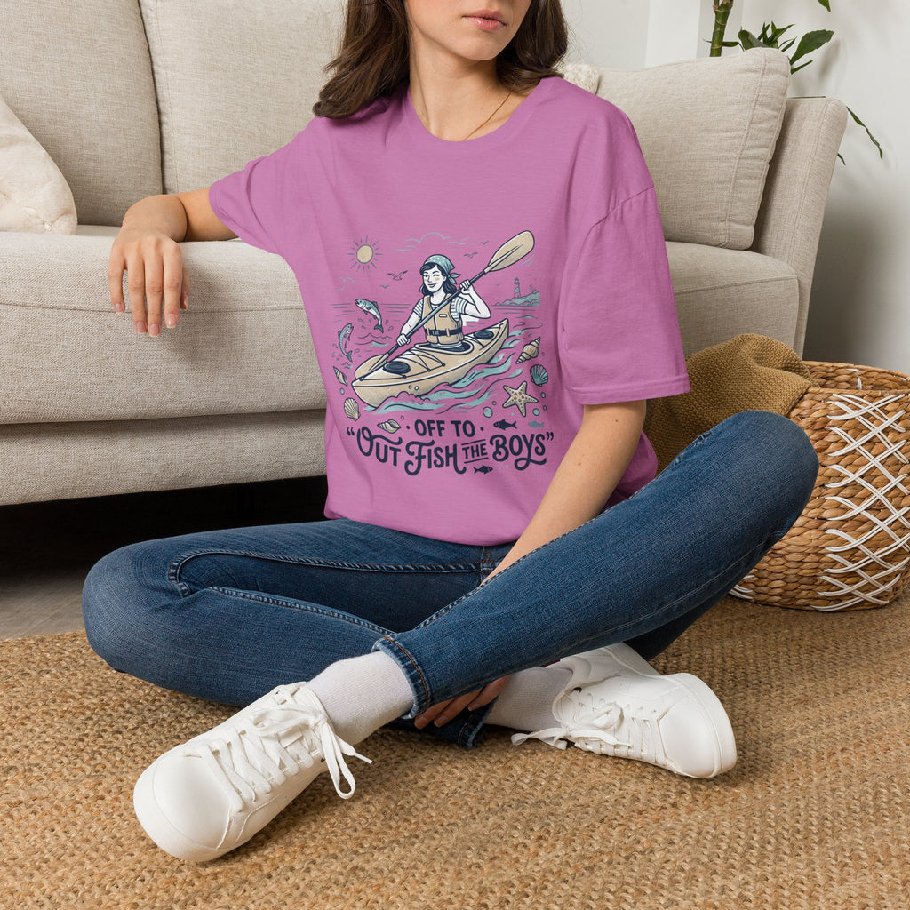 Kayaking T-Shirt — “Off to Out Fish the Boys” Outdoor Adventure Tee