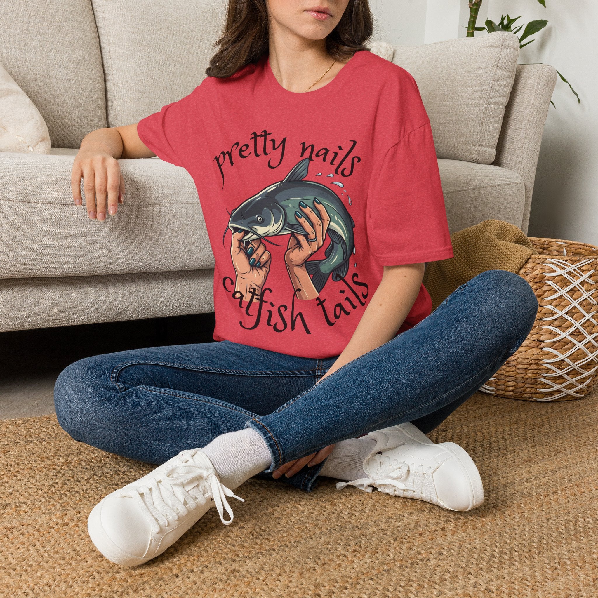 T-Shirt — “Pretty Nails, Catfish Tails” Fishing Graphic Tee