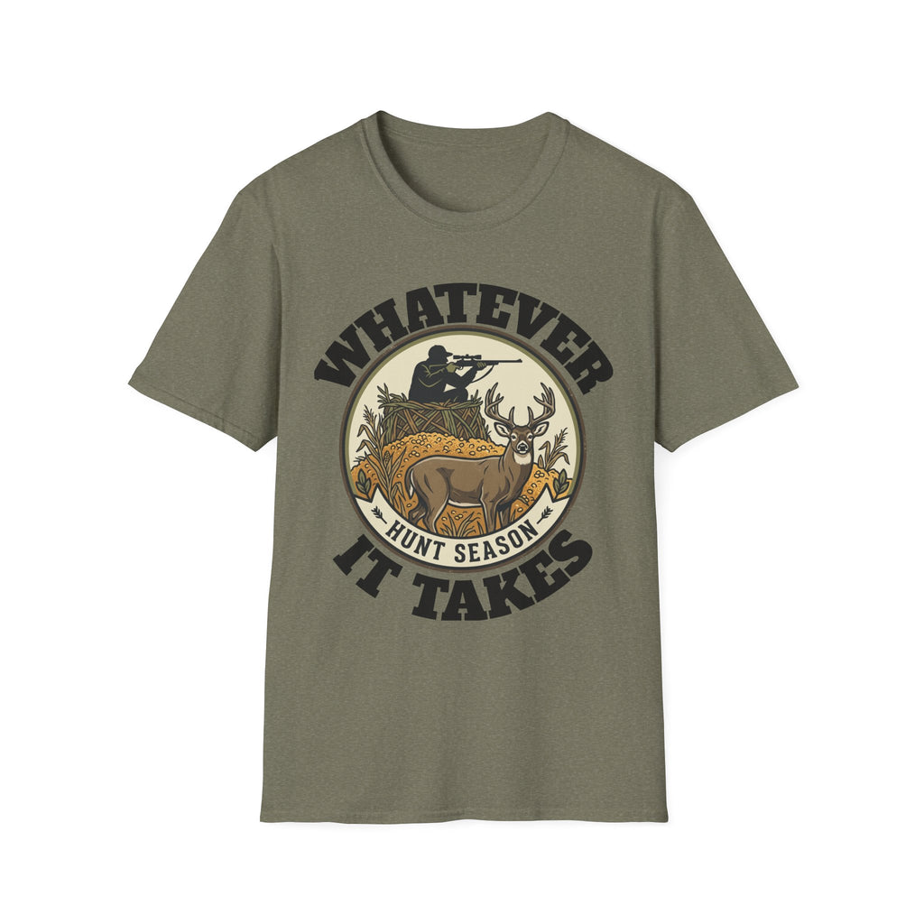 T-Shirt — "Whatever Hunt Season It Takes" Retro Hunting Graphic