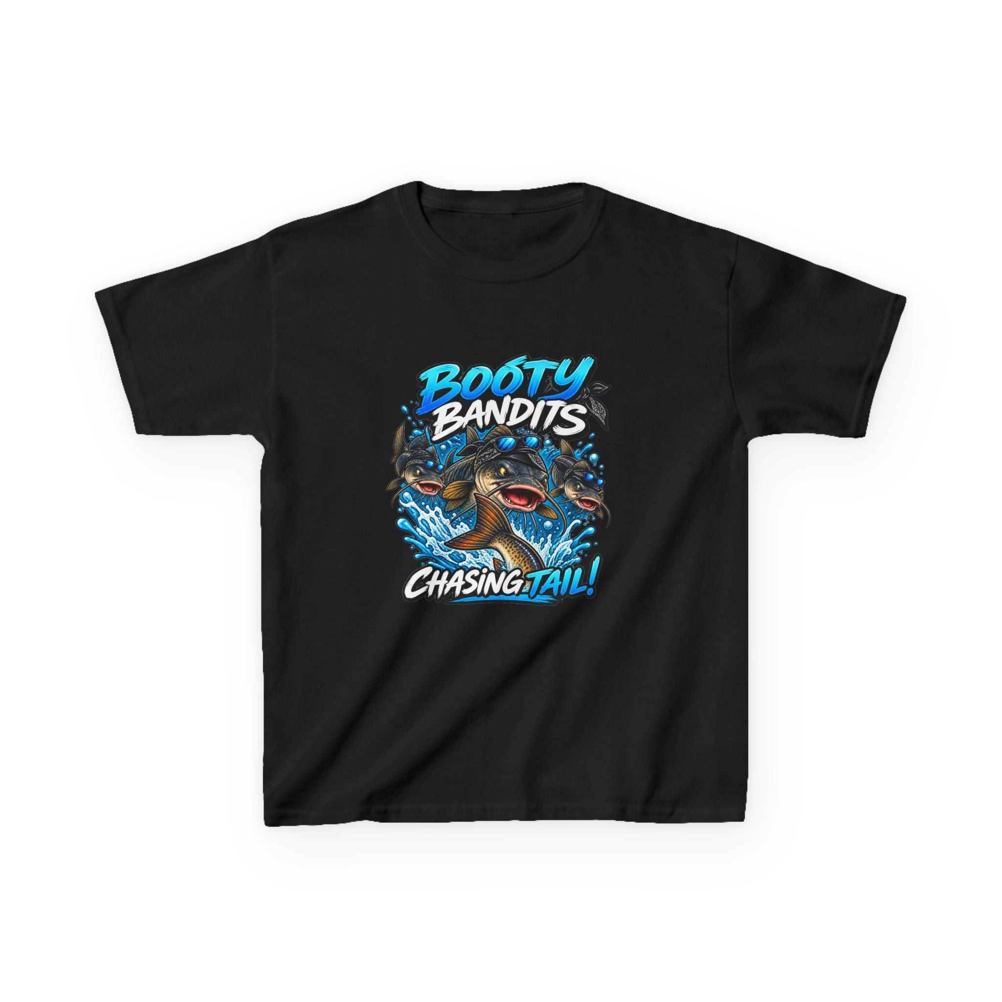 Kids Tee — "Booty Bandits Chasing Tail" Pirate Shark Graphic