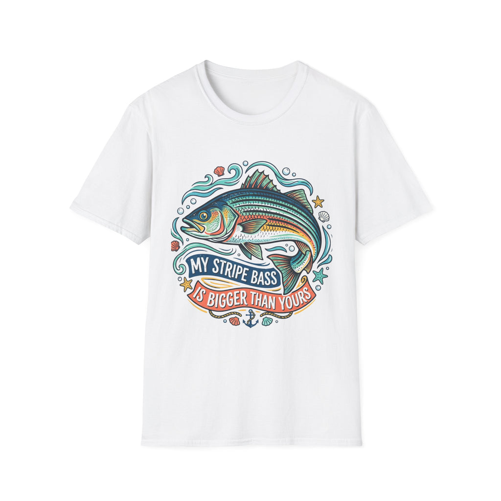 Striped Bass Fishing Tee — “My Stripe Bass Is Bigger Than Yours” Graphic T-Shirt