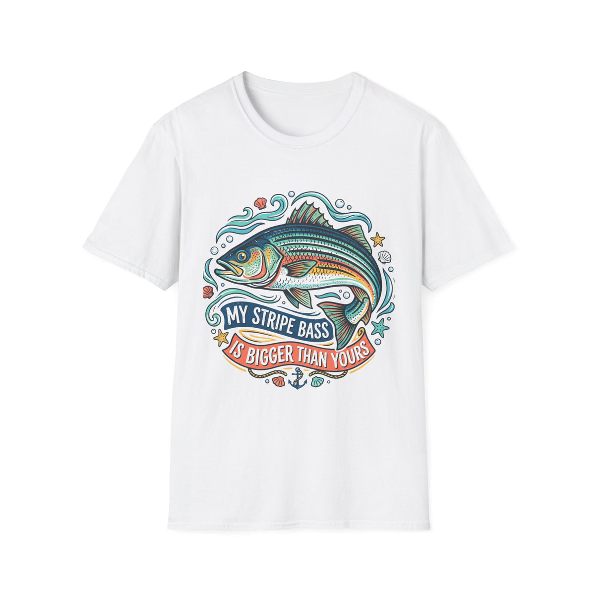 Striped Bass Fishing Tee — “My Stripe Bass Is Bigger Than Yours” Graphic T-Shirt