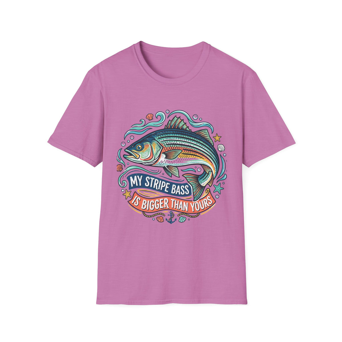 Striped Bass Fishing Tee — “My Stripe Bass Is Bigger Than Yours” Graphic T-Shirt