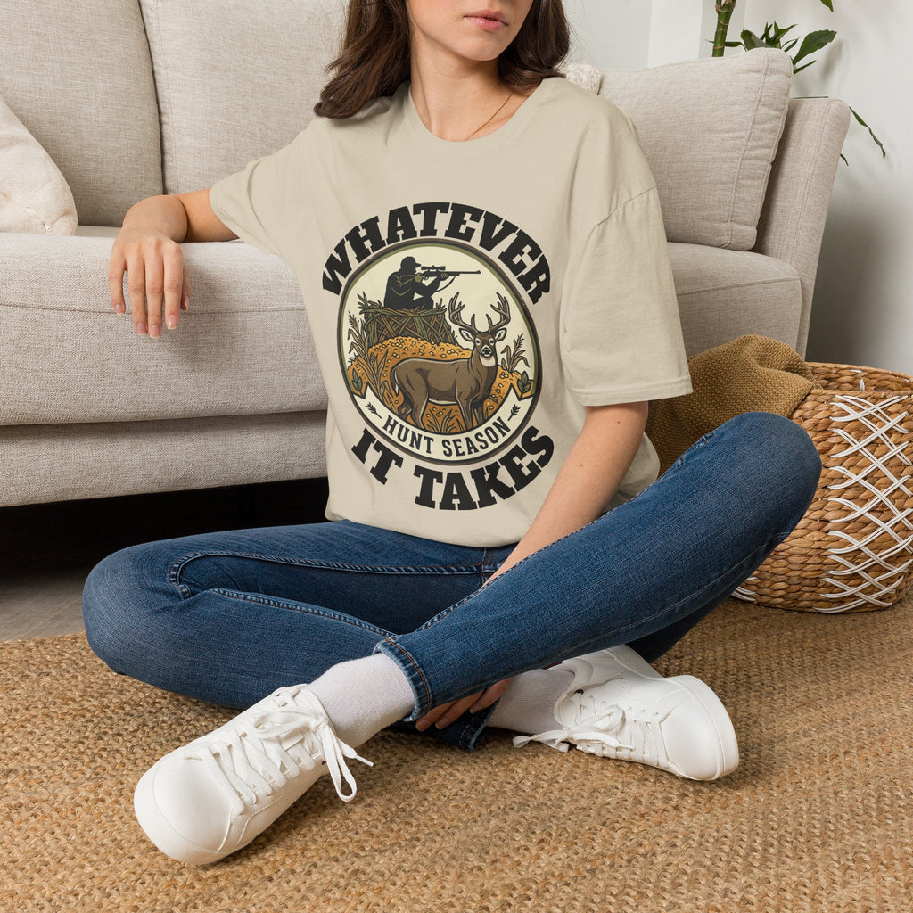 T-Shirt — "Whatever Hunt Season It Takes" Retro Hunting Graphic