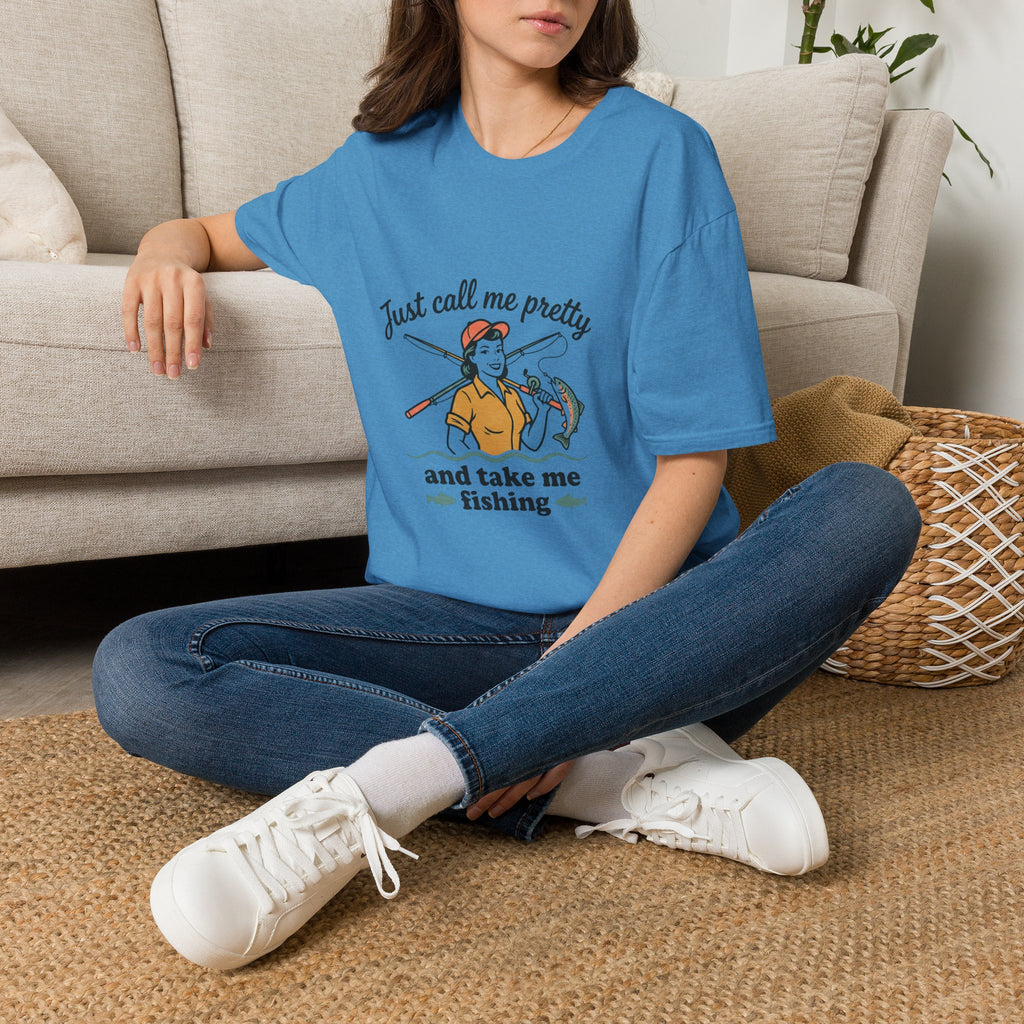 Fishing Graphic T-Shirt — "Just Call Me Pretty and Take Me Fishing" Casual Outdoor Tee