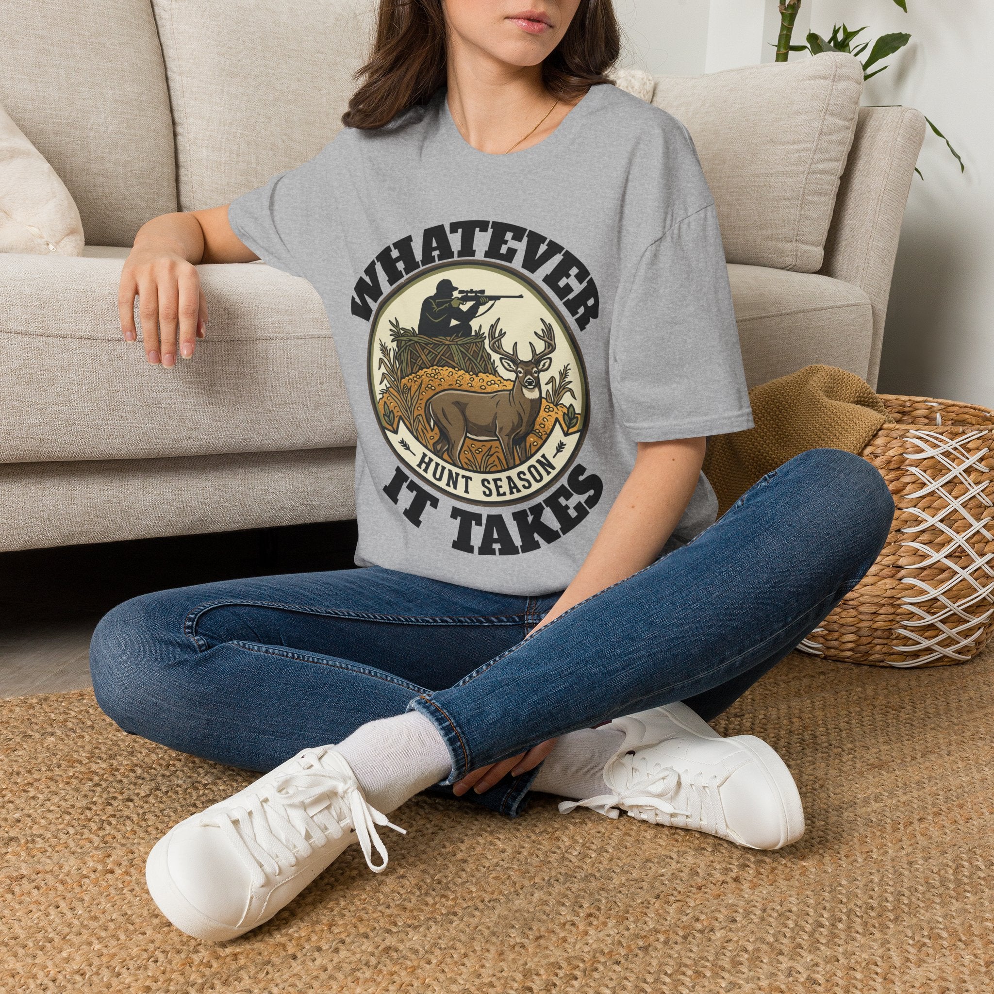 T-Shirt — "Whatever Hunt Season It Takes" Retro Hunting Graphic