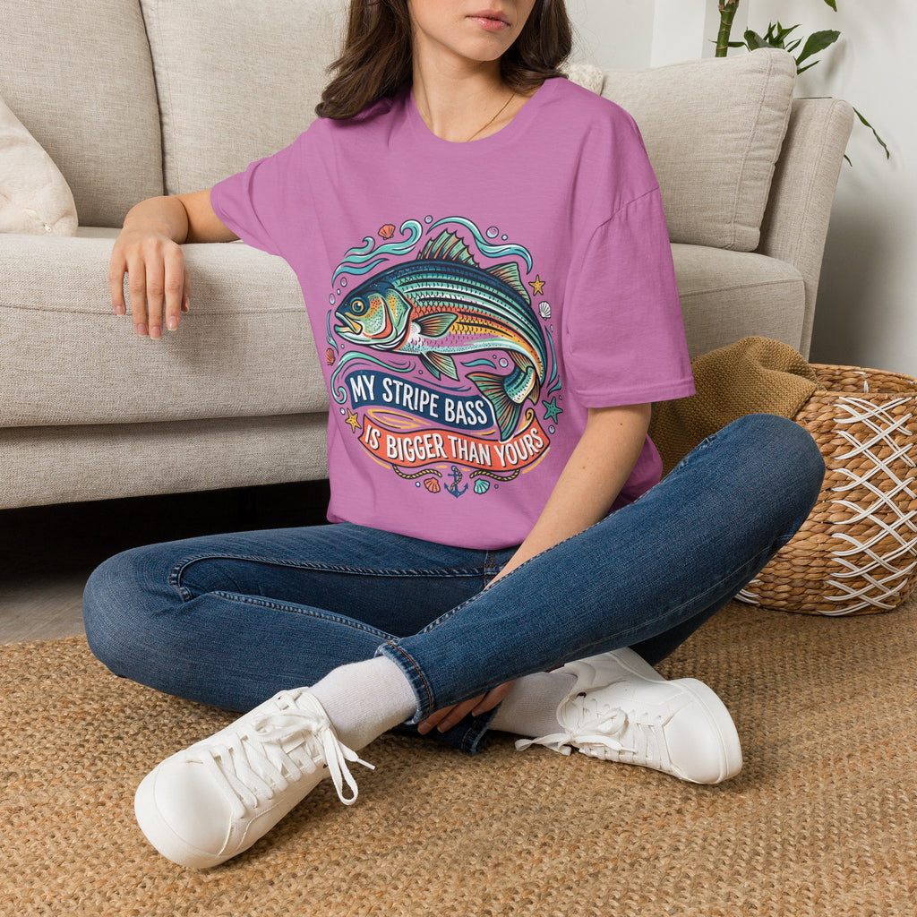 Striped Bass Fishing Tee — “My Stripe Bass Is Bigger Than Yours” Graphic T-Shirt