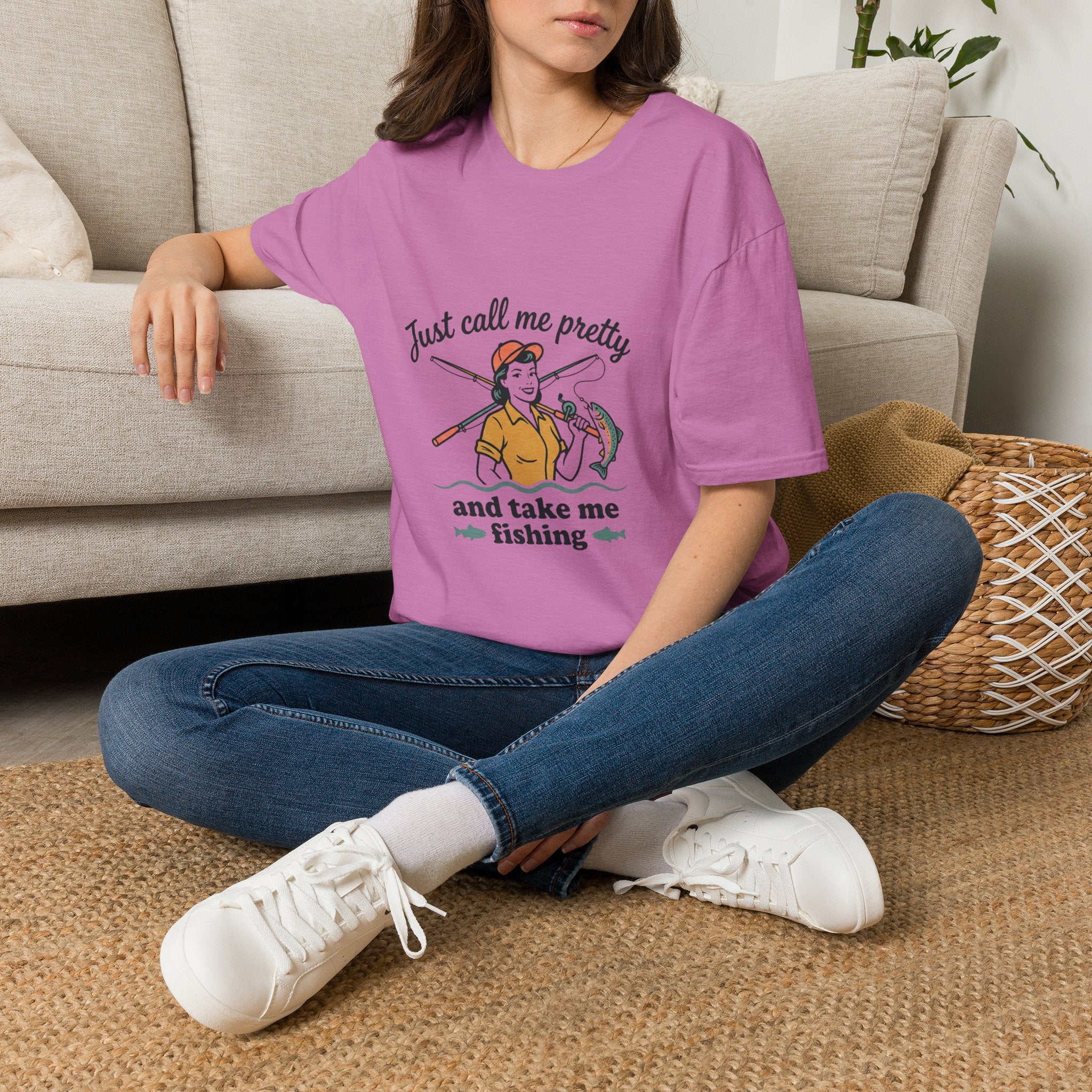 Fishing Graphic T-Shirt — "Just Call Me Pretty and Take Me Fishing" Casual Outdoor Tee