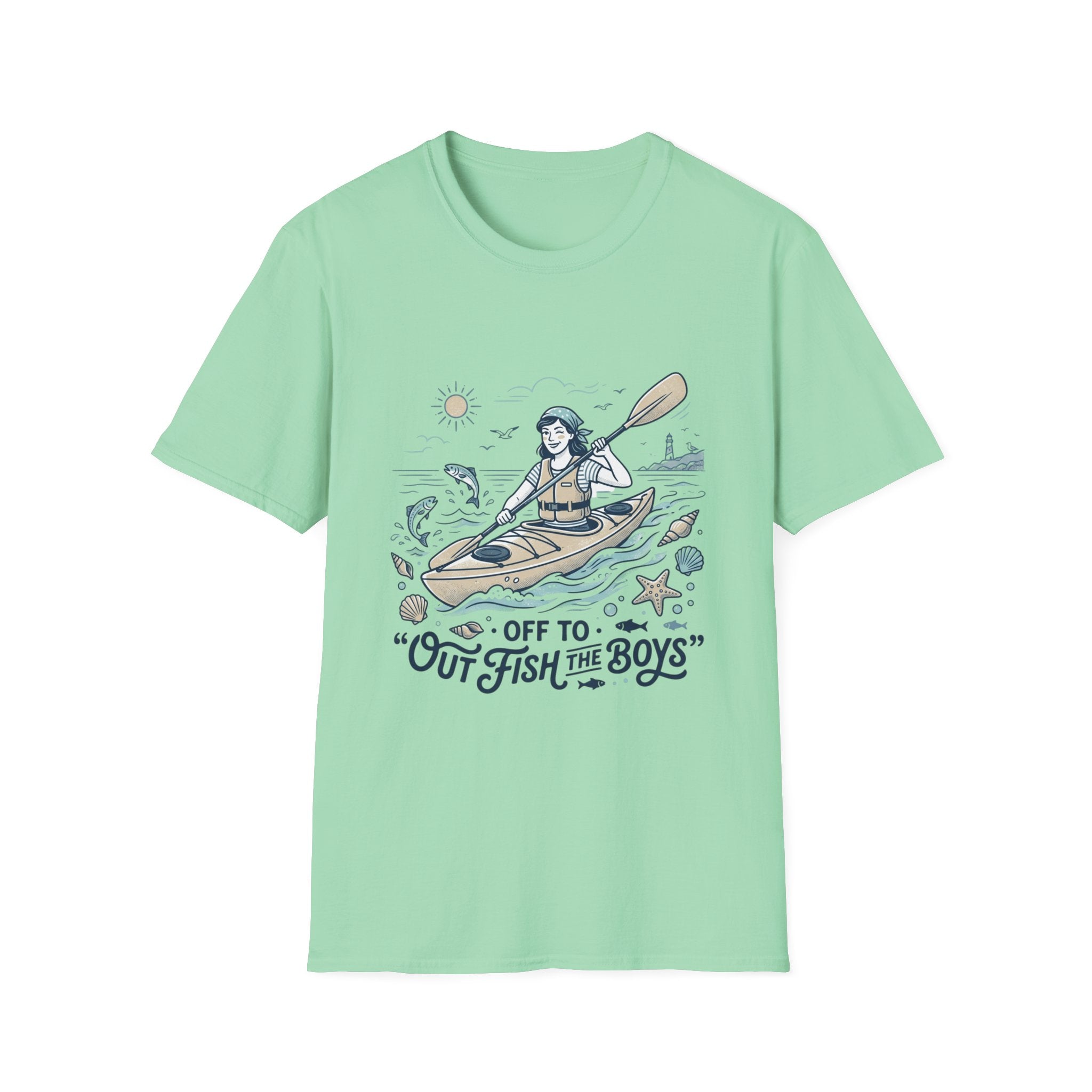 Kayaking T-Shirt — “Off to Out Fish the Boys” Outdoor Adventure Tee
