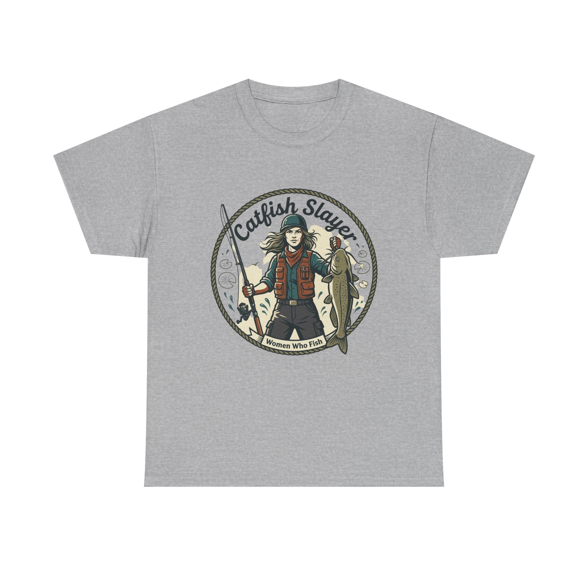 Catfish Slayer Fishing T‑Shirt — Fisherman Angler Graphic Tee