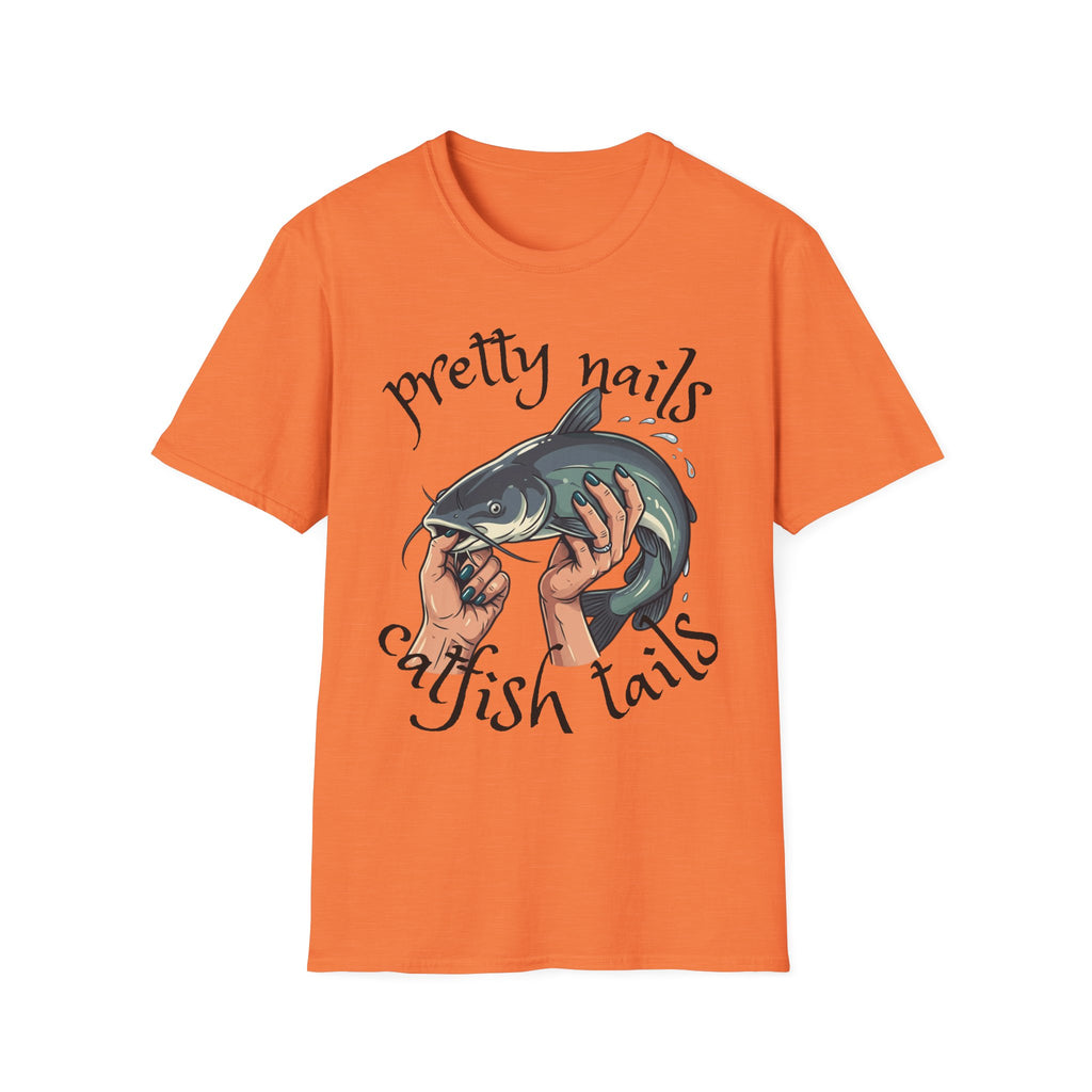 T-Shirt — “Pretty Nails, Catfish Tails” Fishing Graphic Tee