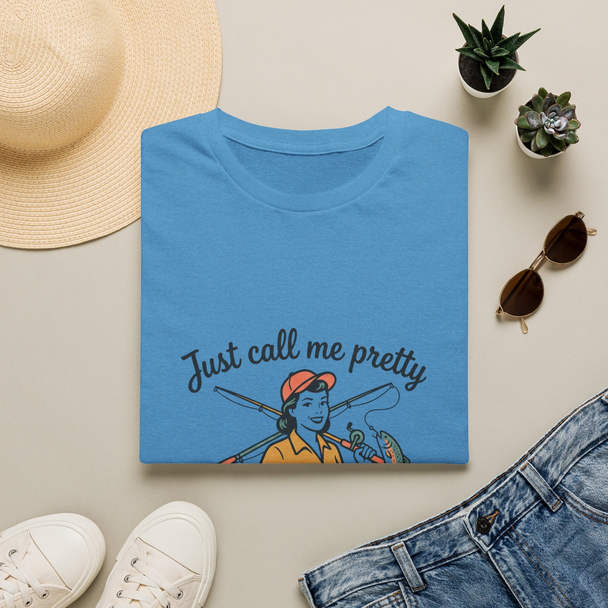 Fishing Graphic T-Shirt — "Just Call Me Pretty and Take Me Fishing" Casual Outdoor Tee