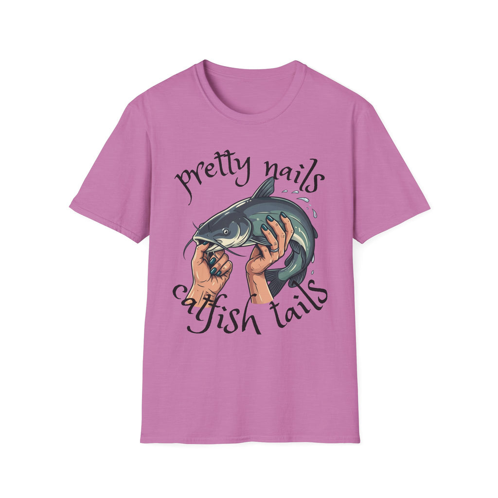 T-Shirt — “Pretty Nails, Catfish Tails” Fishing Graphic Tee