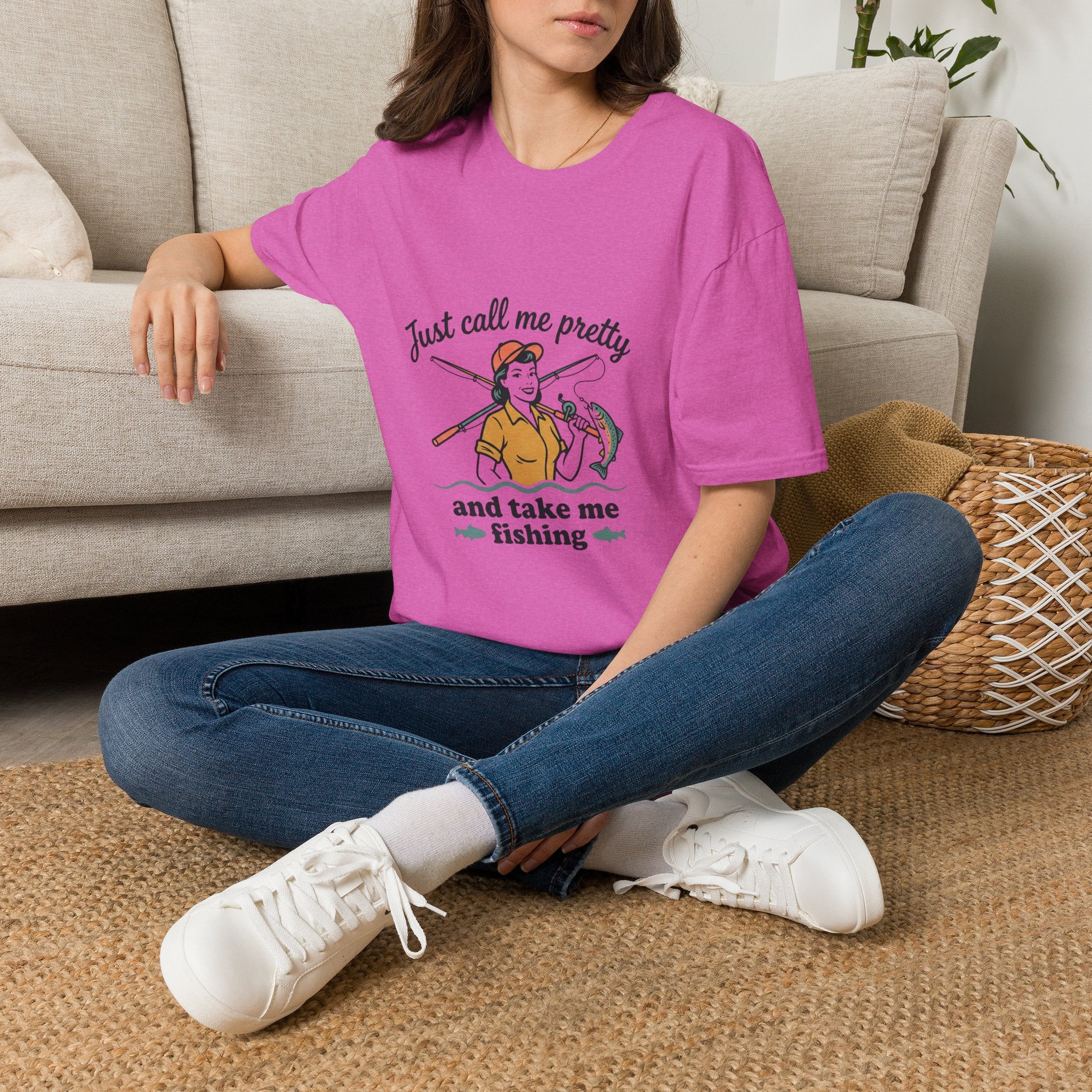 Fishing Graphic T-Shirt — "Just Call Me Pretty and Take Me Fishing" Casual Outdoor Tee