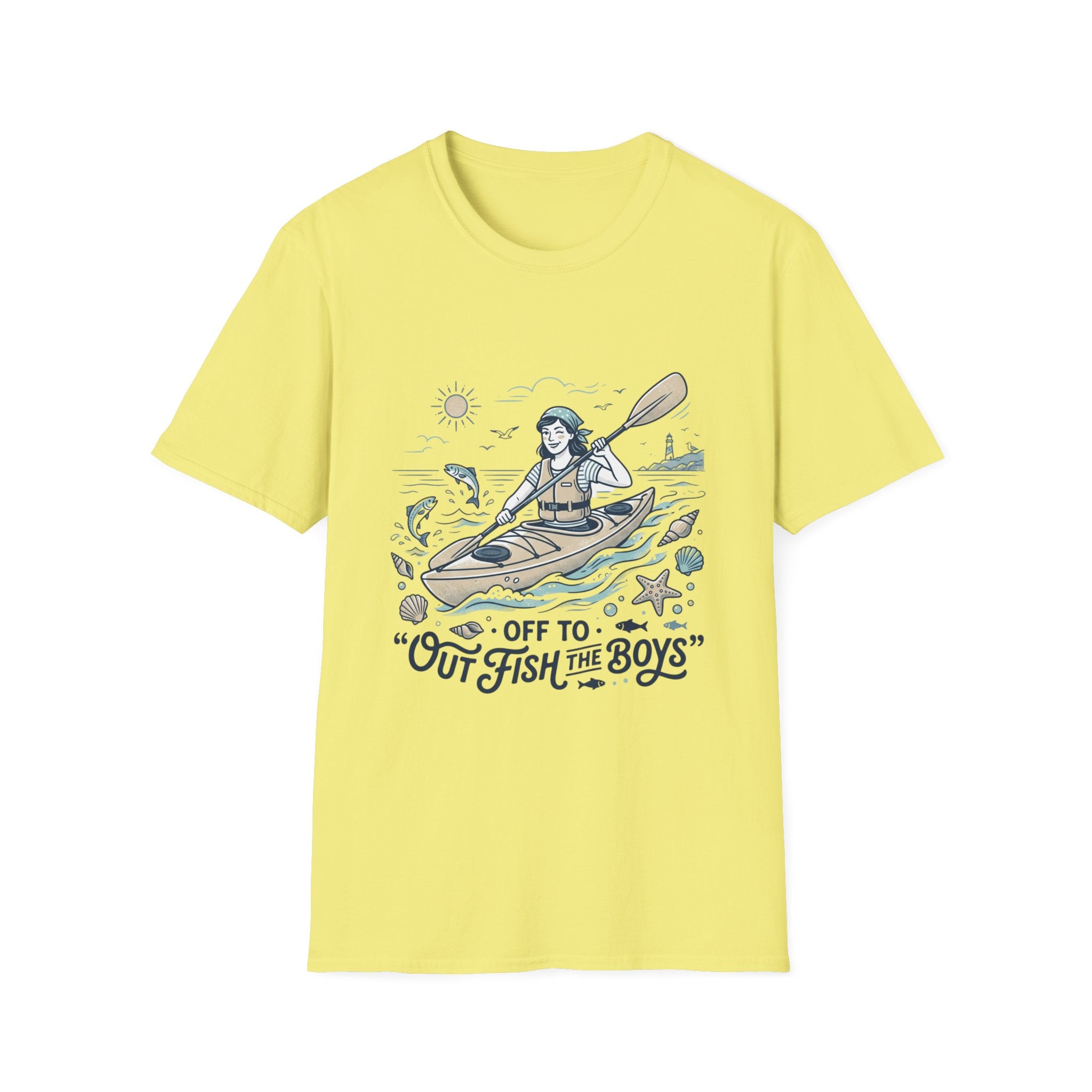 Kayaking T-Shirt — “Off to Out Fish the Boys” Outdoor Adventure Tee