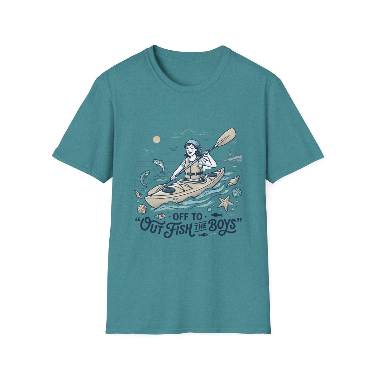 Kayaking T-Shirt — “Off to Out Fish the Boys” Outdoor Adventure Tee