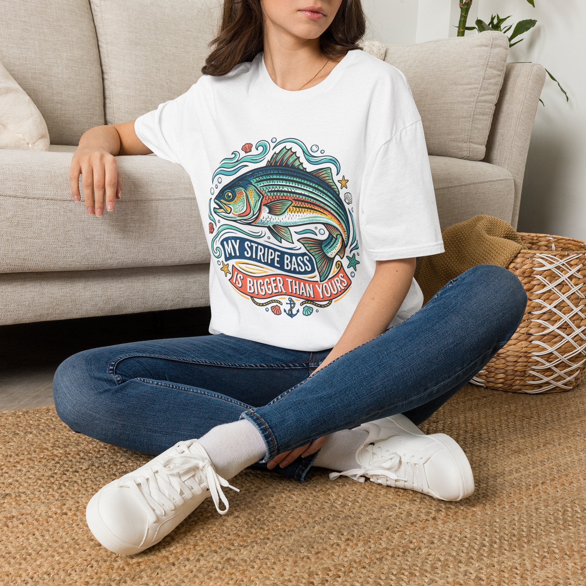 Striped Bass Fishing Tee — “My Stripe Bass Is Bigger Than Yours” Graphic T-Shirt