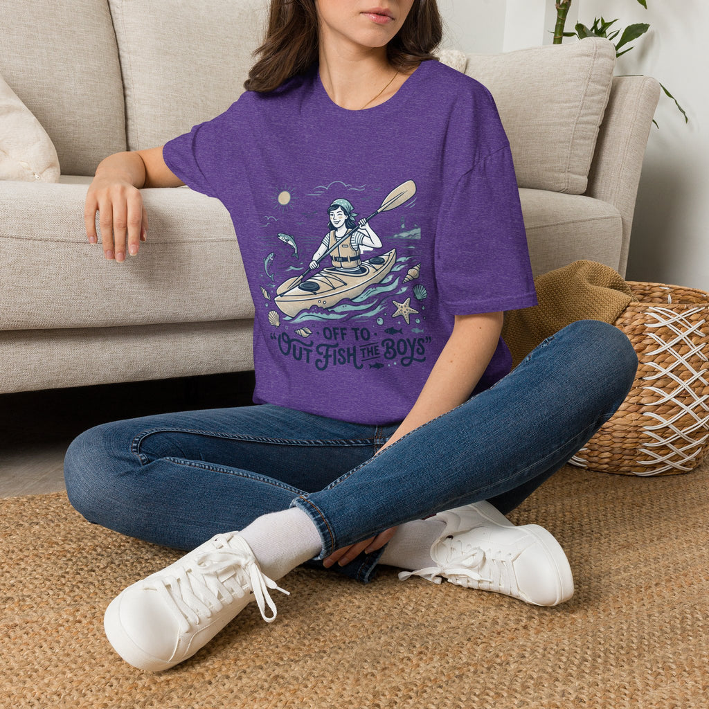 Kayaking T-Shirt — “Off to Out Fish the Boys” Outdoor Adventure Tee