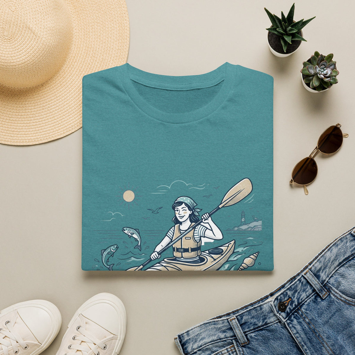 Kayaking T-Shirt — “Off to Out Fish the Boys” Outdoor Adventure Tee