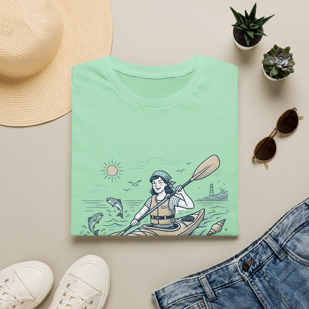Kayaking T-Shirt — “Off to Out Fish the Boys” Outdoor Adventure Tee