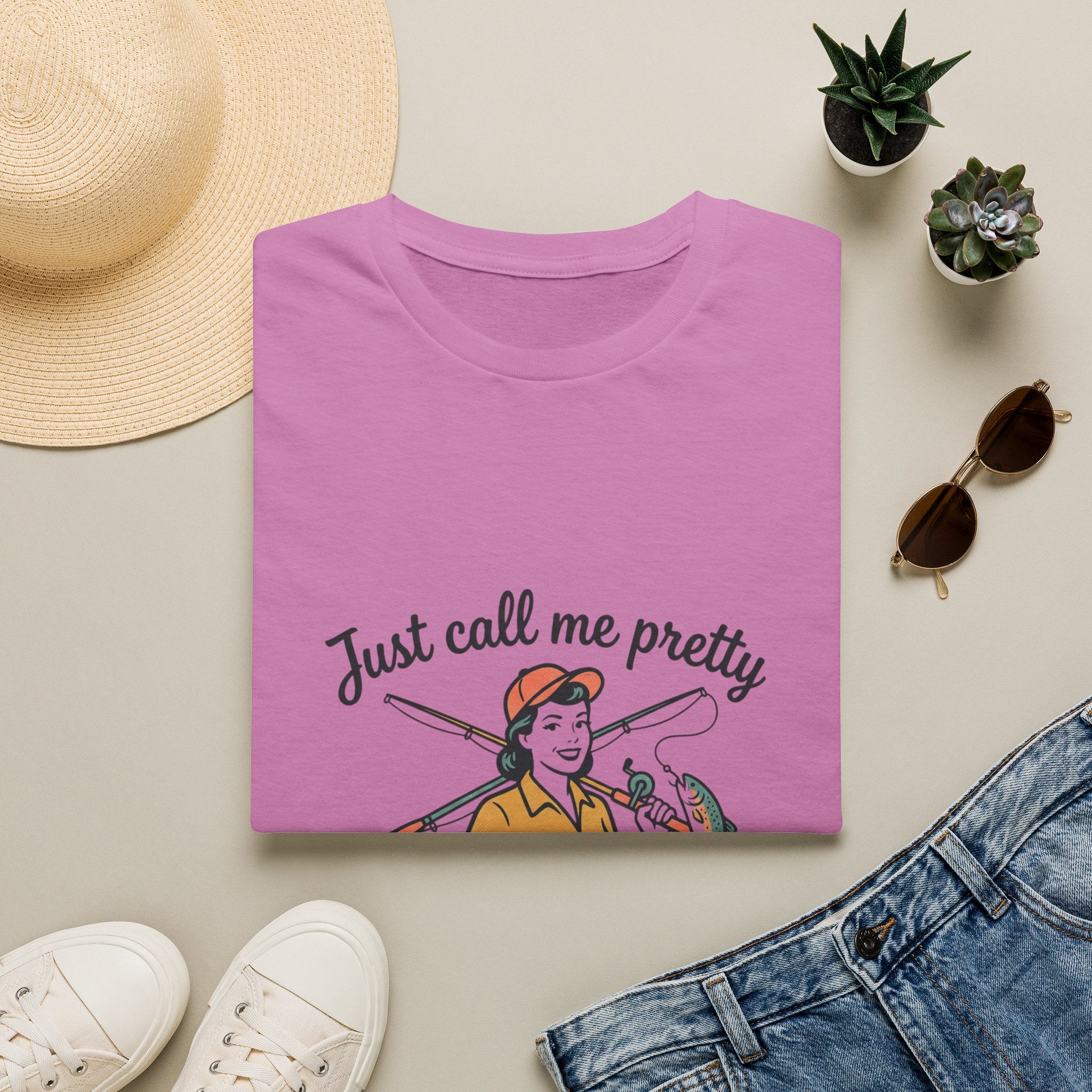 Fishing Graphic T-Shirt — "Just Call Me Pretty and Take Me Fishing" Casual Outdoor Tee