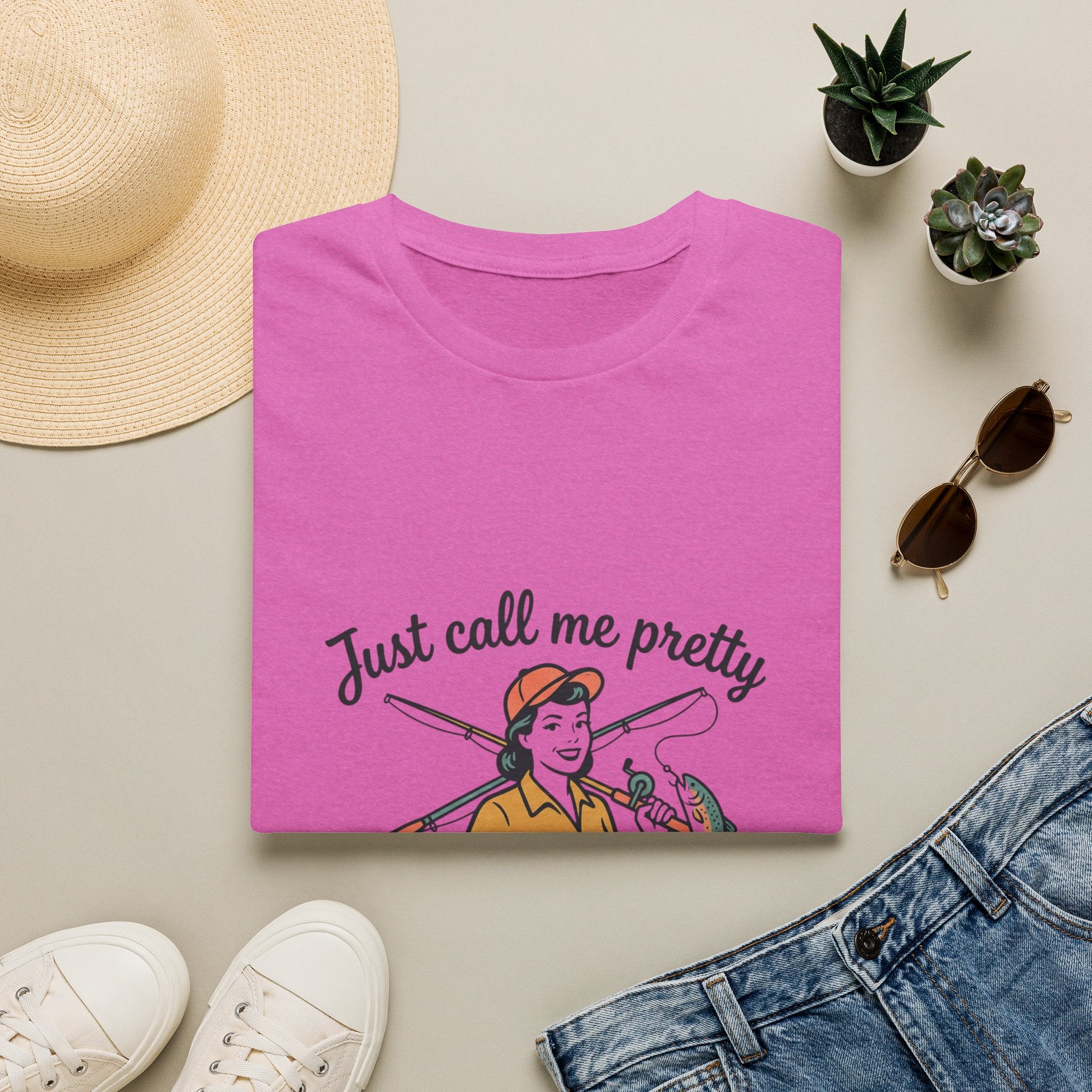 Fishing Graphic T-Shirt — "Just Call Me Pretty and Take Me Fishing" Casual Outdoor Tee