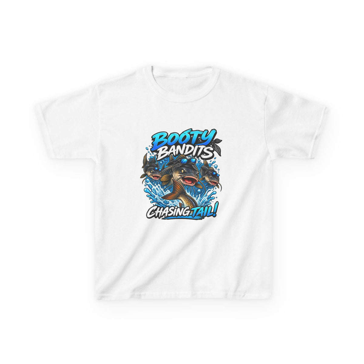 Kids Tee — "Booty Bandits Chasing Tail" Pirate Shark Graphic