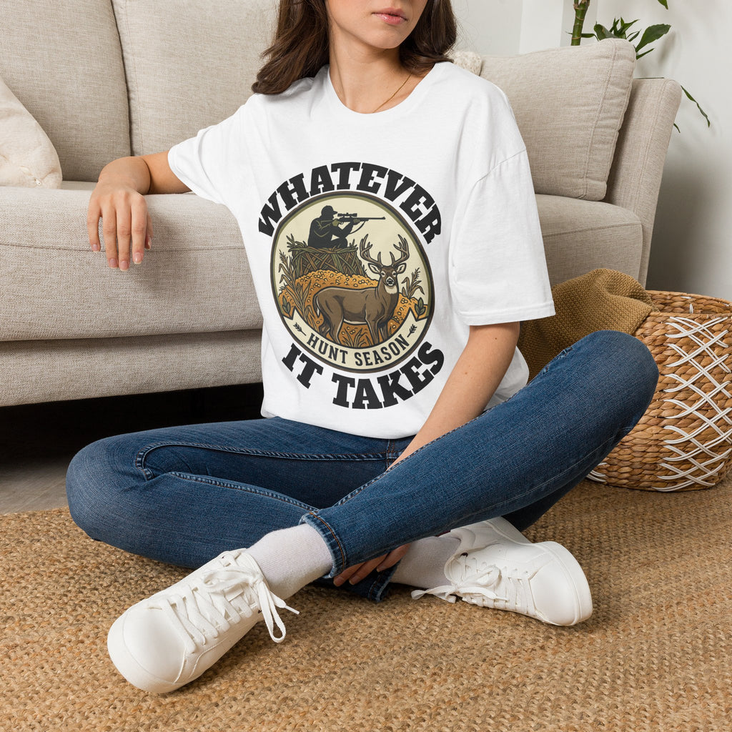 T-Shirt — "Whatever Hunt Season It Takes" Retro Hunting Graphic